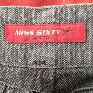 Vtg Low Rise Italian Made Miss Sixty Y2K Bell Bottom Wide Leg Striped Jeans